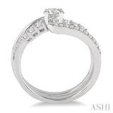 1/2 ctw Diamond Wedding Set with Engagement Ring and Enhancer in 14K White Gold