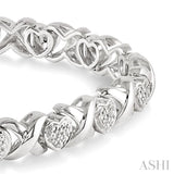 1/10 ctw 'X' and Heart Shape Single Cut Diamond Bracelet in Sterling Silver