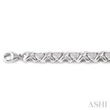 1/10 ctw 'X' and Heart Shape Single Cut Diamond Bracelet in Sterling Silver