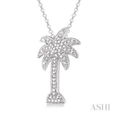 1/20 ctw Single Cut Diamond Palm Tree Pendant in Sterling Silver with Chain