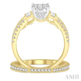 1 ctw Diamond Lovebright Bridal Set with 3/4 ctw Engagement Ring and 1/5 ctw Wedding Band in 14K Yellow and White Gold