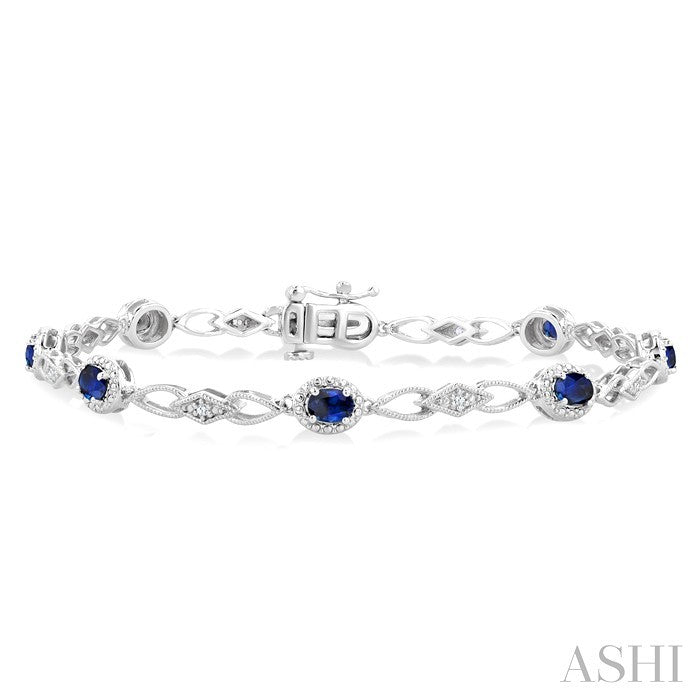Oval Shape Gemstone & Diamond Fashion Bracelet