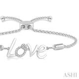 1/20 ctw Love Carved Round Cut Diamond Sterling Silver Lariat Bracelet