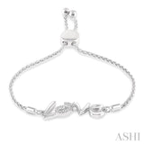 1/20 ctw Love Carved Round Cut Diamond Sterling Silver Lariat Bracelet