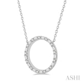 1/2 ctw Circle Baguette and Round Cut Diamond Pendant in 14K White Gold