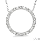 1/2 ctw Circle Baguette and Round Cut Diamond Pendant in 14K White Gold