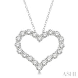 3.00 ctw Heart Shape Round Cut Diamond Pendant With Chain in 14K White Gold