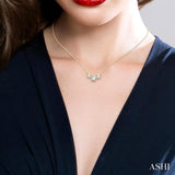 3/4 ctw Three Stone Round Cut Diamond Necklace in 14K Yellow Gold