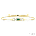Emerald Shape Gemstone & Diamond Lariat Bracelet