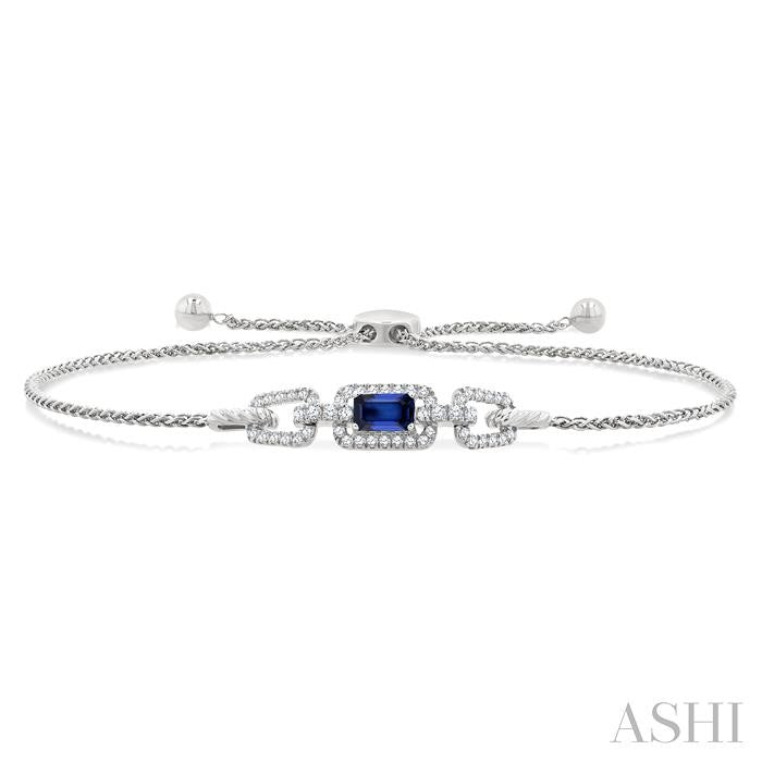 Emerald Shape Gemstone & Diamond Lariat Bracelet