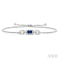 Emerald Shape Gemstone & Diamond Lariat Bracelet
