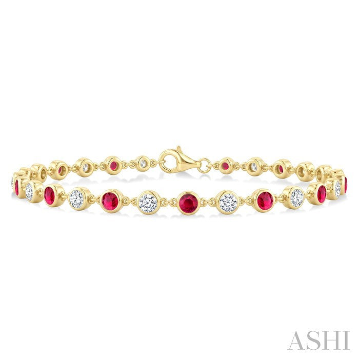 Gemstone & Diamond Station Bracelet