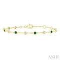 Bezel Gemstone & Diamond Station Chain Bracelet