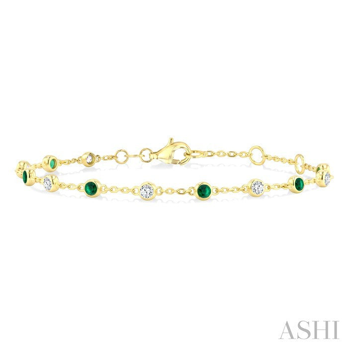 Bezel Gemstone & Diamond Station Chain Bracelet
