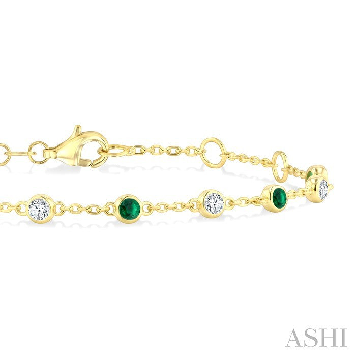 Bezel Gemstone & Diamond Station Chain Bracelet