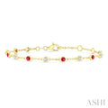 Bezel Gemstone & Diamond Station Chain Bracelet