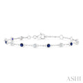 Bezel Gemstone & Diamond Station Chain Bracelet