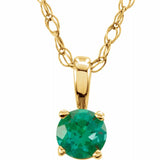 14K Yellow 3 mm Natural Emerald Youth Solitaire 14