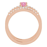 14K Rose Natural Pink Spinel & 1/3 CTW Natural Diamond Ring