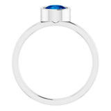 14K White 6 mm Natural Blue Sapphire Ring