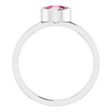 Rhodium-Plated Sterling Silver 6 mm Imitation Pink Tourmaline Ring