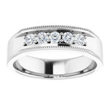 14K White 1/3 CTW Natural Diamond Milgrain Band