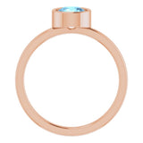 14K Rose 6 mm Natural Aquamarine Ring