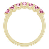 14K Yellow Natural Pink Tourmaline Anniversary Band