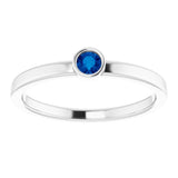 14K White 3 mm Lab-Grown Blue Sapphire Ring
