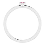 14K White 3 mm Natural Pink Tourmaline Ring