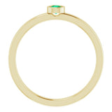 14K Yellow 3 mm Natural Emerald Ring