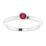 Platinum 3 mm Lab-Grown Ruby Ring