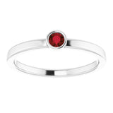 Platinum 3 mm Natural Mozambique Garnet Ring
