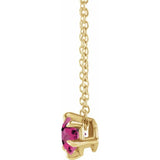 14K Yellow 6 mm Natural Pink Tourmaline Solitaire 16-18" Necklace