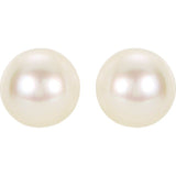 14K Yellow 8 mm Cultured White Akoya Pearl Earrings