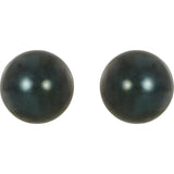 14K White 7 mm Black Akoya Cultured Pearl Earrings