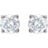 Sterling Silver 4.5 mm Imitation White Cubic Zirconia Stud Earrings