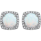 Sterling Silver Lab-Grown Opal & .015 CTW Natural Diamond Earrings