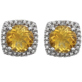 Sterling Silver Natural Citrine & .015 CTW Natural Diamond Earrings