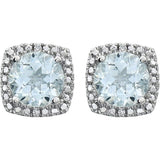 Sterling Silver Natural Aquamarine & .015 CTW Natural Diamond Earrings