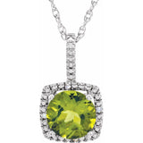 Sterling Silver 7 mm Natural Peridot & .015 CTW Natural Diamond 18