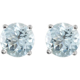 14K White 6 mm Natural Aquamarine Stud Earrings