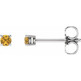 14K White 2.5 mm Natural Yellow Sapphire Stud Earrings