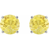 14K White 2.5 mm Natural Yellow Sapphire Stud Earrings