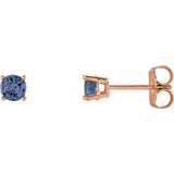 14K Rose Gold 4 mm Natural Tanzanite Earrings