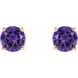 14K Rose 5 mm Natural Amethyst Stud Earrings