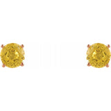 14K Rose 5 mm Natural Yellow Sapphire Stud Earrings