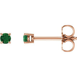 14K Rose 2.5 mm Natural Emerald Stud Earrings