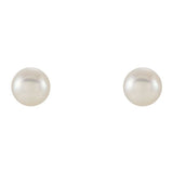 14K Yellow Cultured White Freshwater Pearl Earrings