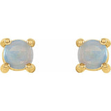 14K Yellow 4 mm Natural White Opal Earrings